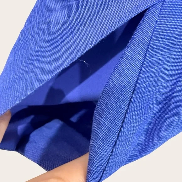 Muse by Marchesa SZ 12 Hydrangea A-Line Sleeveless Linen Blend Dress Agean Blue - Picture 14 of 16